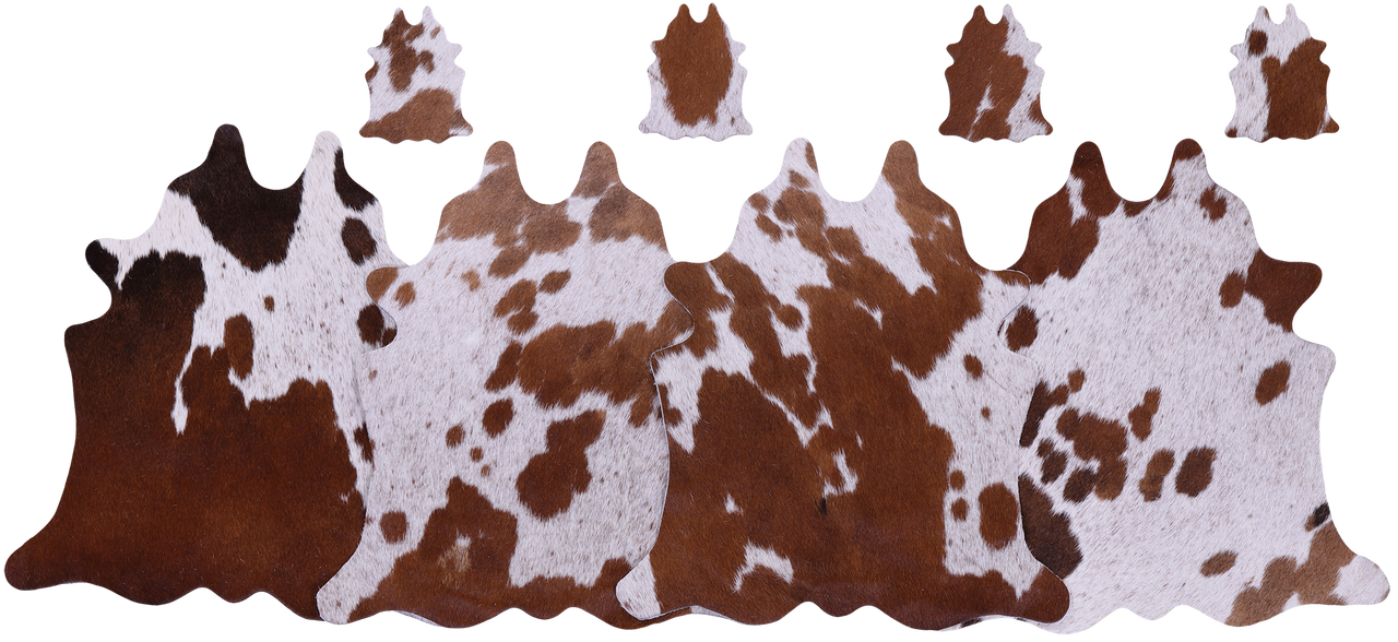 Brown & White Real Cowhide 4 Placemats With 4 Coasters - Set Of Four