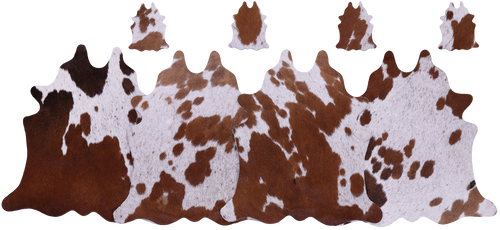 Brown & White Real Cowhide 4 Placemats With 4 Coasters - Set Of Four