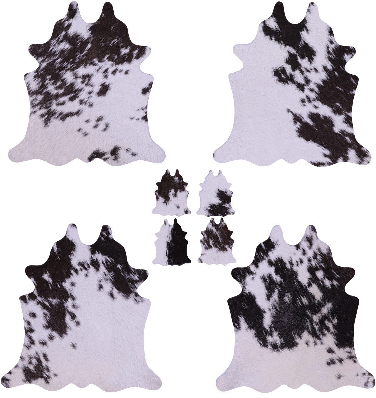 Brown & White Real Cowhide 4 Placemats With 4 Coasters - Set Of Four