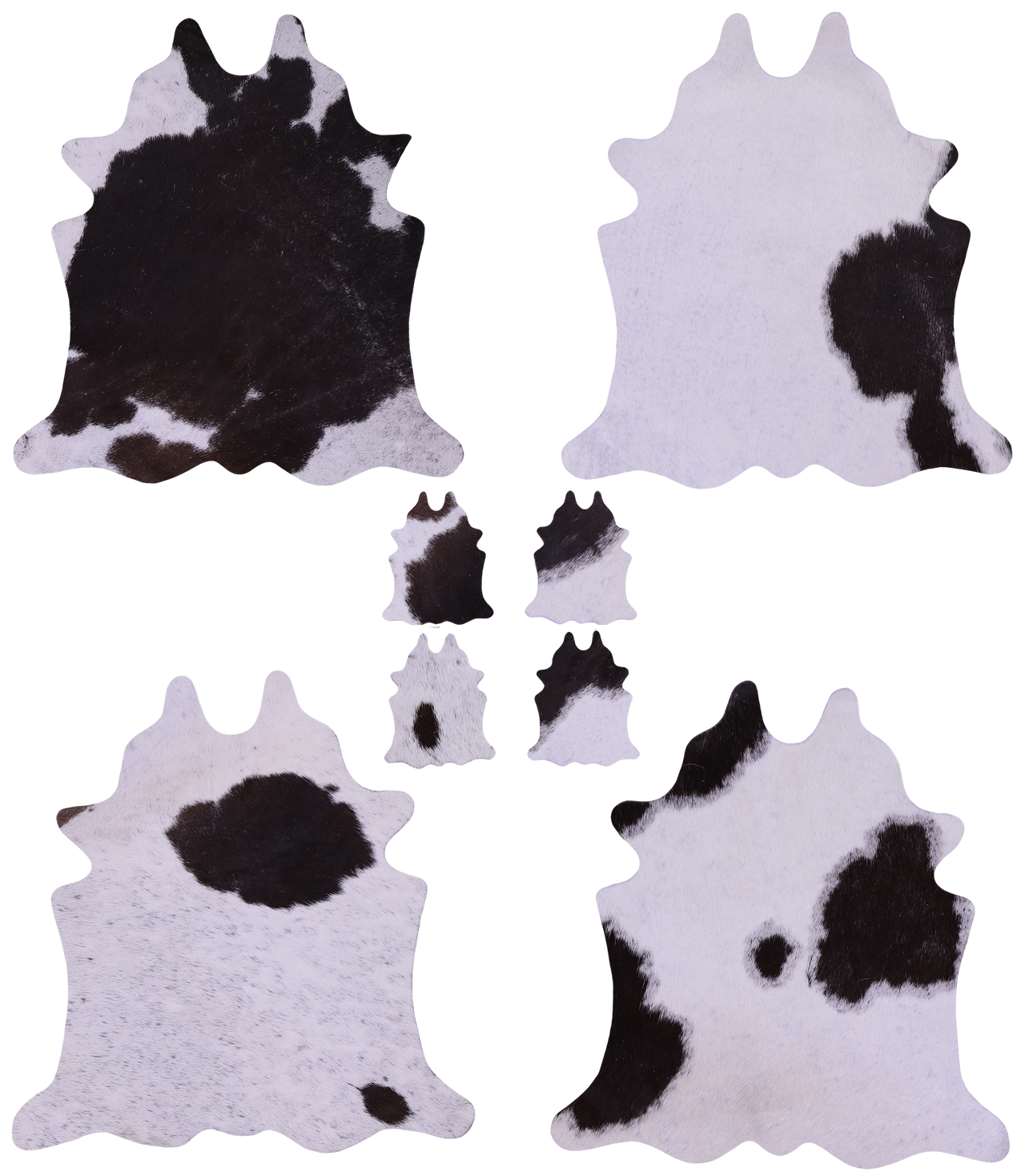 Brown & White Real Cowhide 4 Placemats With 4 Coasters - Set Of Four