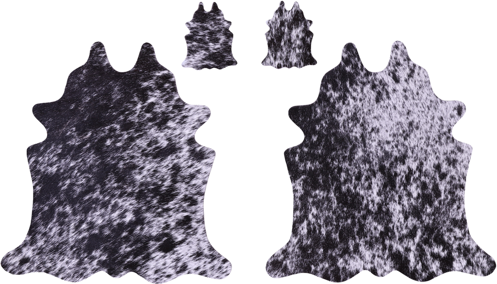 Black Salt & Pepper Real Cowhide 2 Placemats With 2 Coasters - Set Of Two