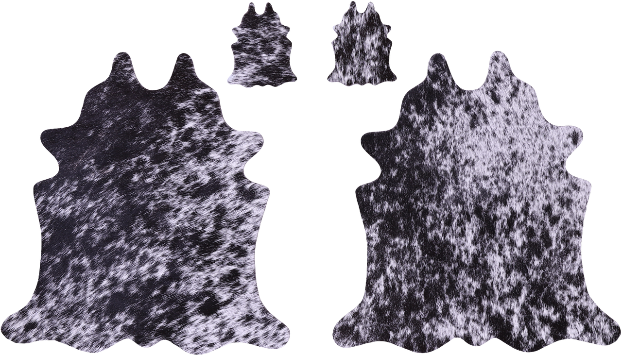 Black Salt & Pepper Real Cowhide 2 Placemats With 2 Coasters - Set Of Two