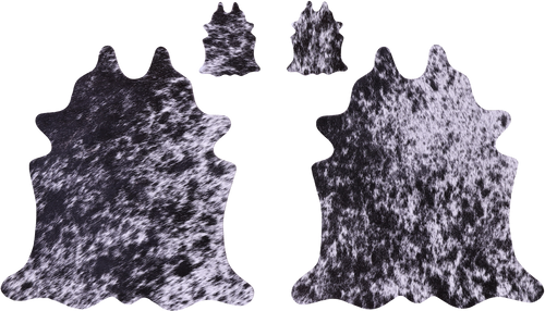 Black Salt & Pepper Real Cowhide 2 Placemats With 2 Coasters - Set Of Two