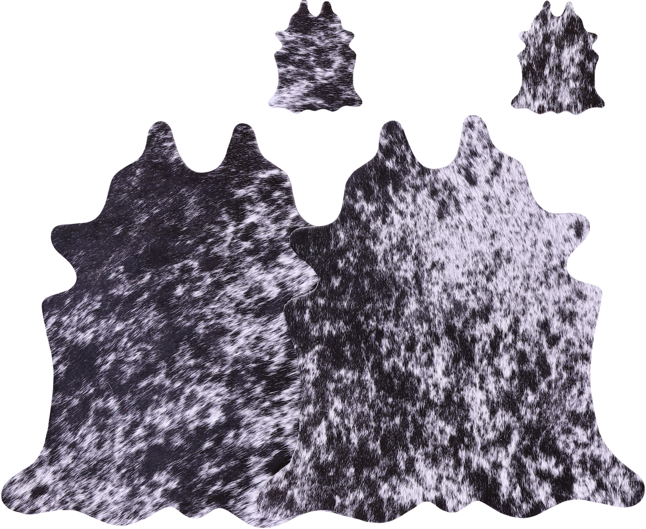 Black Salt & Pepper Real Cowhide 2 Placemats With 2 Coasters - Set Of Two