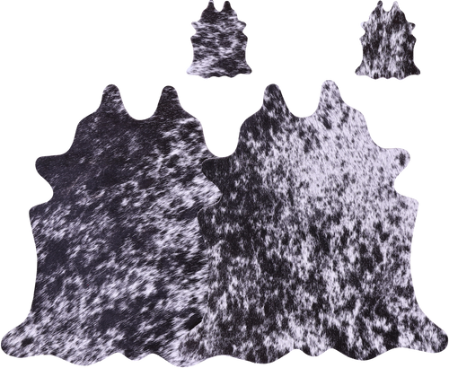 Black Salt & Pepper Real Cowhide 2 Placemats With 2 Coasters - Set Of Two