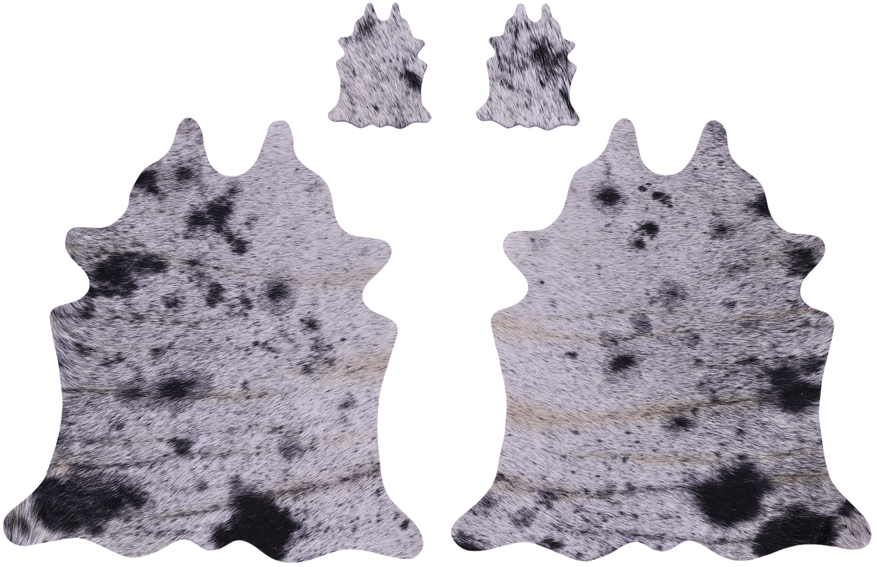 Black Salt & Pepper Real Cowhide 2 Placemats With 2 Coasters - Set Of Two