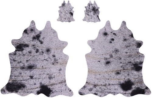 Black Salt & Pepper Real Cowhide 2 Placemats With 2 Coasters - Set Of Two