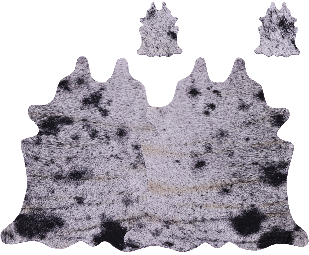 Black Salt & Pepper Real Cowhide 2 Placemats With 2 Coasters - Set Of Two