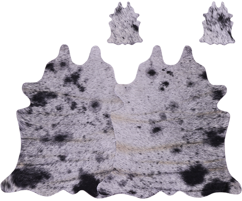 Black Salt & Pepper Real Cowhide 2 Placemats With 2 Coasters - Set Of Two