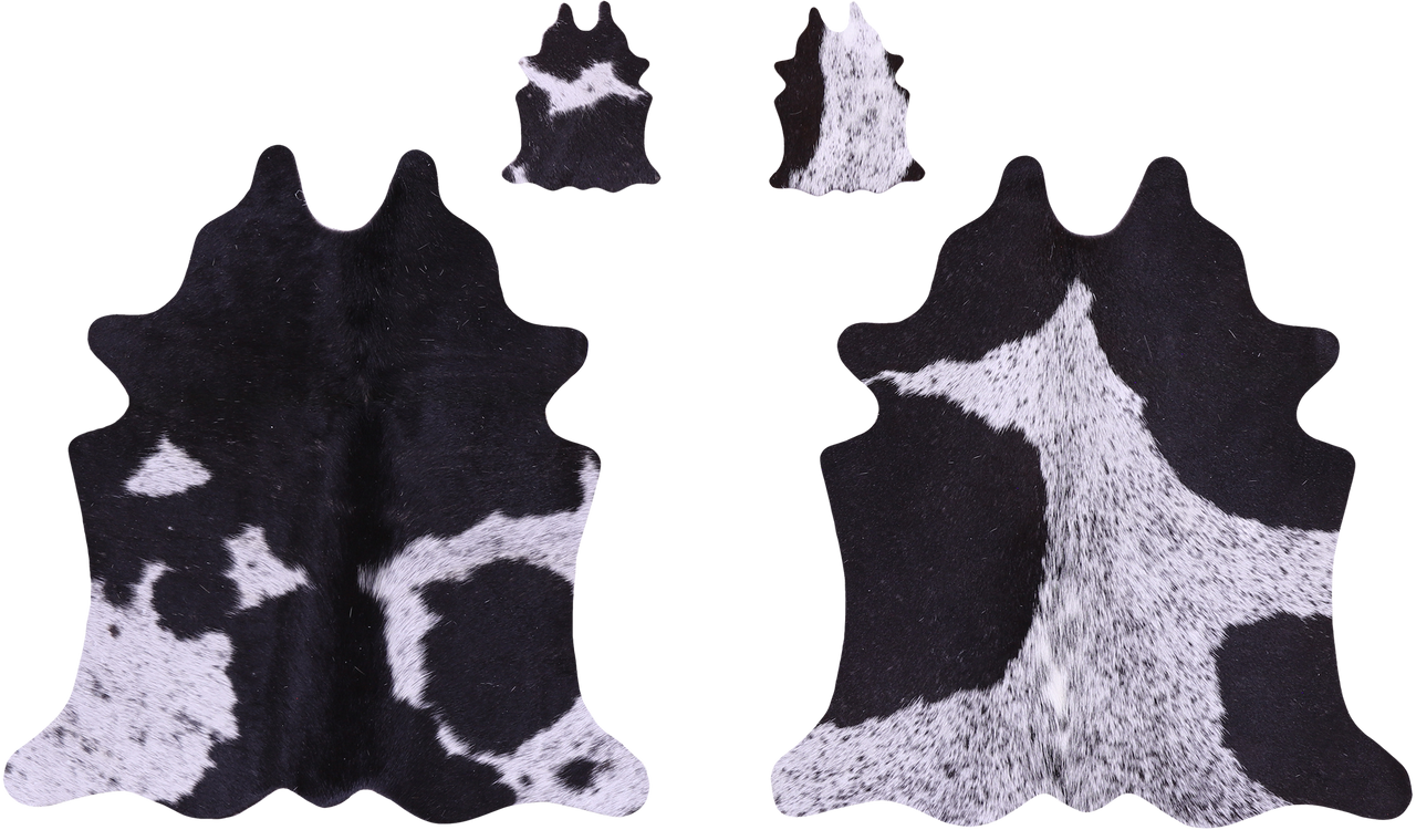 Black Salt & Pepper Real Cowhide 2 Placemats With 2 Coasters - Set Of Two