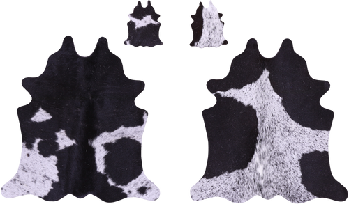 Black Salt & Pepper Real Cowhide 2 Placemats With 2 Coasters - Set Of Two