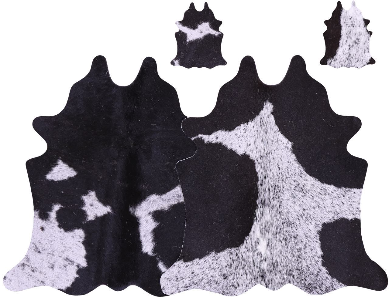 Black Salt & Pepper Real Cowhide 2 Placemats With 2 Coasters - Set Of Two