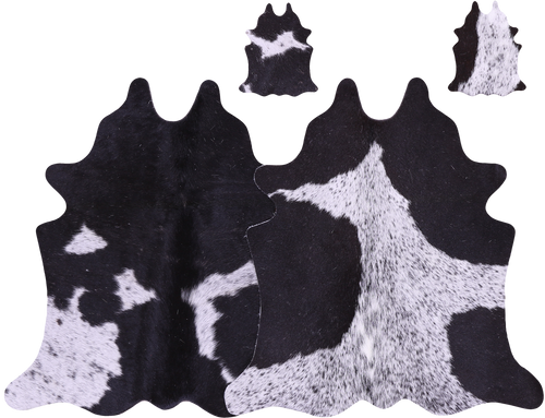 Black Salt & Pepper Real Cowhide 2 Placemats With 2 Coasters - Set Of Two