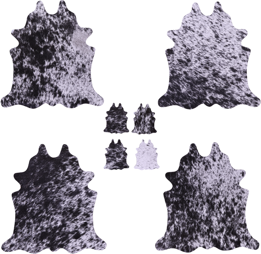 Black Salt & Pepper Real Cowhide 4 Placemats With 4 Coasters - Set Of Four