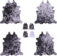 Thumbnail for Black Salt & Pepper Real Cowhide 4 Placemats With 4 Coasters - Set Of Four