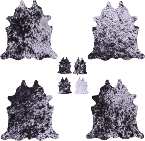 Black Salt & Pepper Real Cowhide 4 Placemats With 4 Coasters - Set Of Four