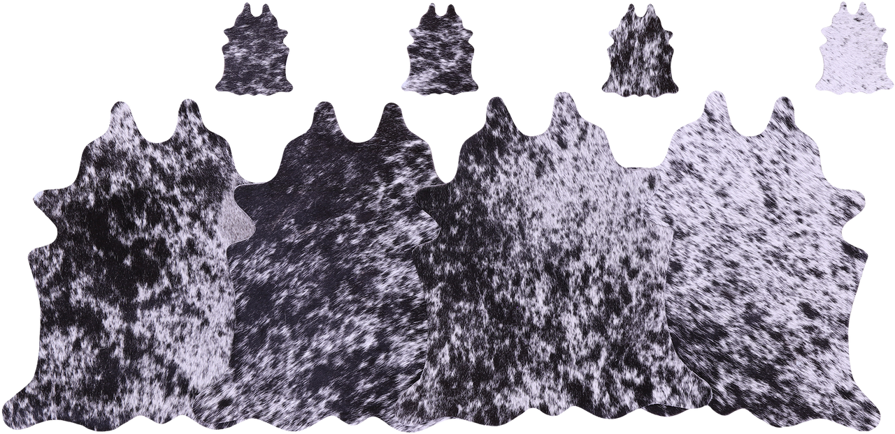 Black Salt & Pepper Real Cowhide 4 Placemats With 4 Coasters - Set Of Four