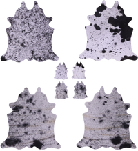 Thumbnail for Black Salt & Pepper Real Cowhide 4 Placemats With 4 Coasters - Set Of Four