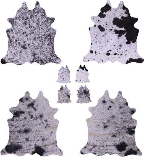 Black Salt & Pepper Real Cowhide 4 Placemats With 4 Coasters - Set Of Four