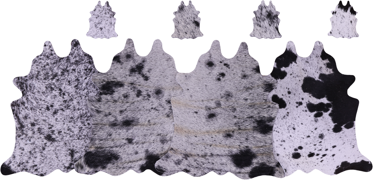 Black Salt & Pepper Real Cowhide 4 Placemats With 4 Coasters - Set Of Four