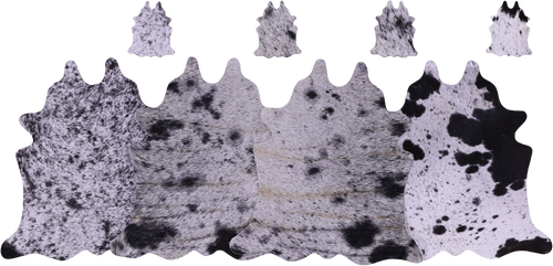 Black Salt & Pepper Real Cowhide 4 Placemats With 4 Coasters - Set Of Four