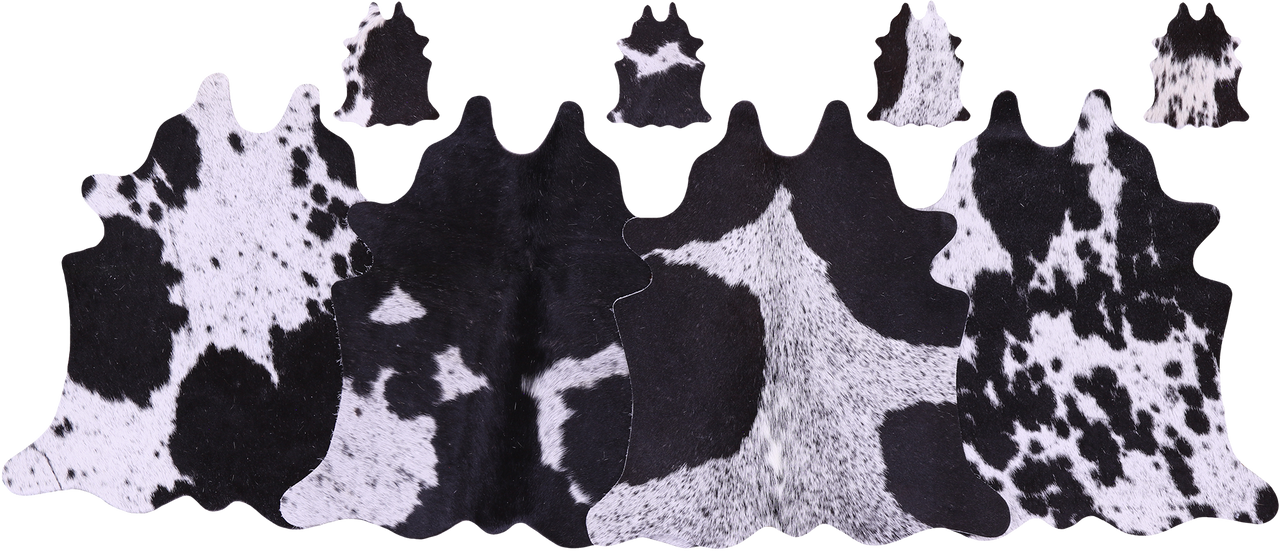 Black Salt & Pepper Real Cowhide 4 Placemats With 4 Coasters - Set Of Four