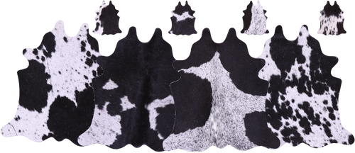 Black Salt & Pepper Real Cowhide 4 Placemats With 4 Coasters - Set Of Four