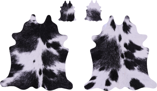 Black & White Real Cowhide 2 Placemats With 2 Coasters - Set Of Two