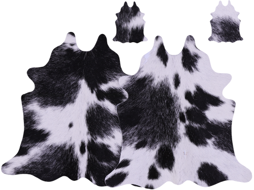 Black & White Real Cowhide 2 Placemats With 2 Coasters - Set Of Two