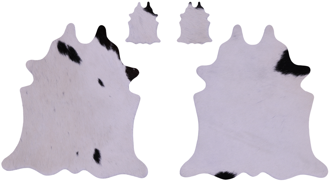 Black & White Real Cowhide 2 Placemats With 2 Coasters - Set Of Two