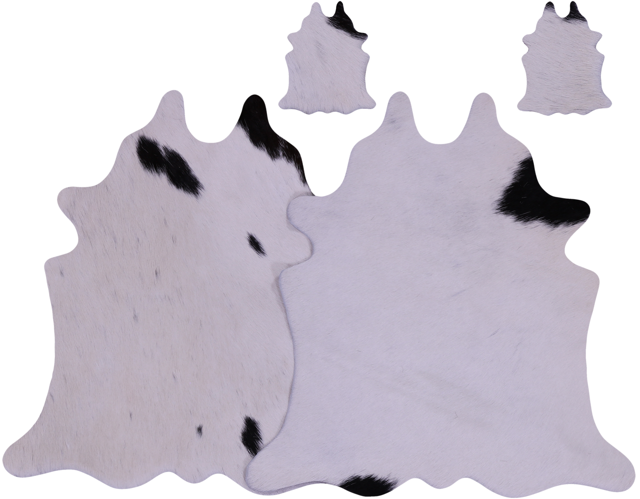 Black & White Real Cowhide 2 Placemats With 2 Coasters - Set Of Two