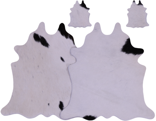 Black & White Real Cowhide 2 Placemats With 2 Coasters - Set Of Two