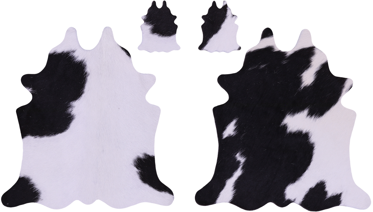 Black & White Real Cowhide 2 Placemats With 2 Coasters - Set Of Two