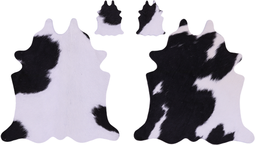 Black & White Real Cowhide 2 Placemats With 2 Coasters - Set Of Two