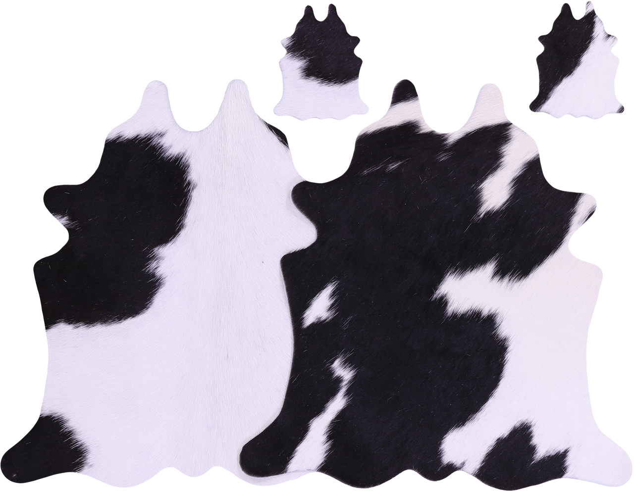 Black & White Real Cowhide 2 Placemats With 2 Coasters - Set Of Two