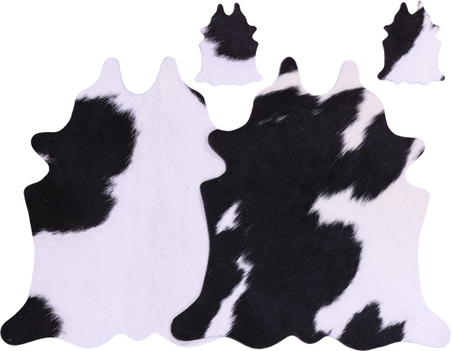 Black & White Real Cowhide 2 Placemats With 2 Coasters - Set Of Two