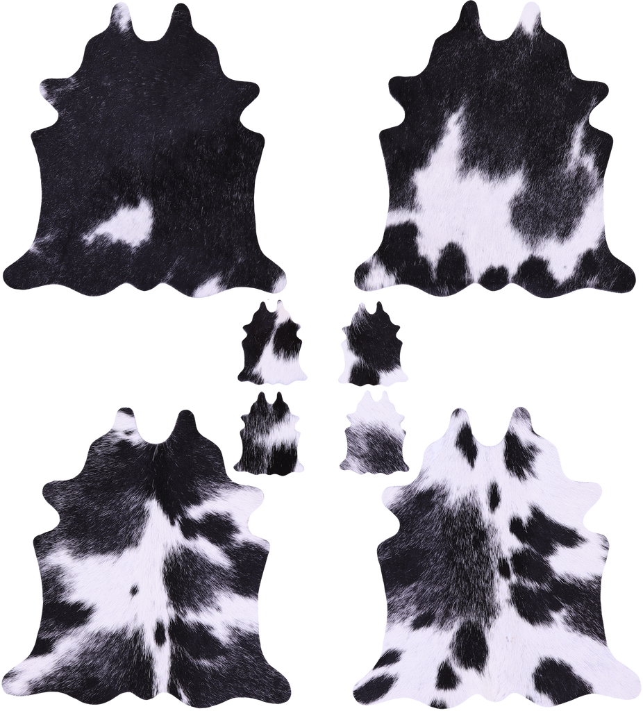 Black & White Real Cowhide 4 Placemats With 4 Coasters - Set Of Four