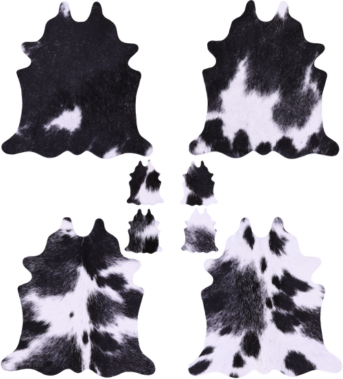 Black & White Real Cowhide 4 Placemats With 4 Coasters - Set Of Four