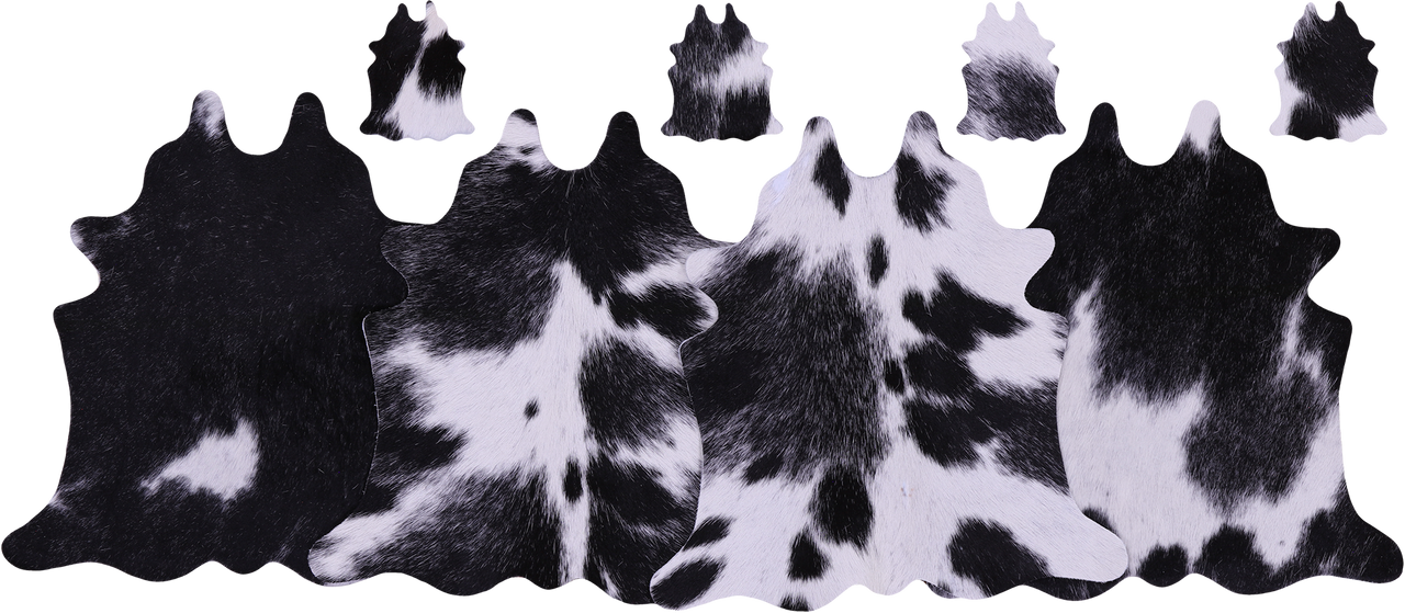 Black & White Real Cowhide 4 Placemats With 4 Coasters - Set Of Four