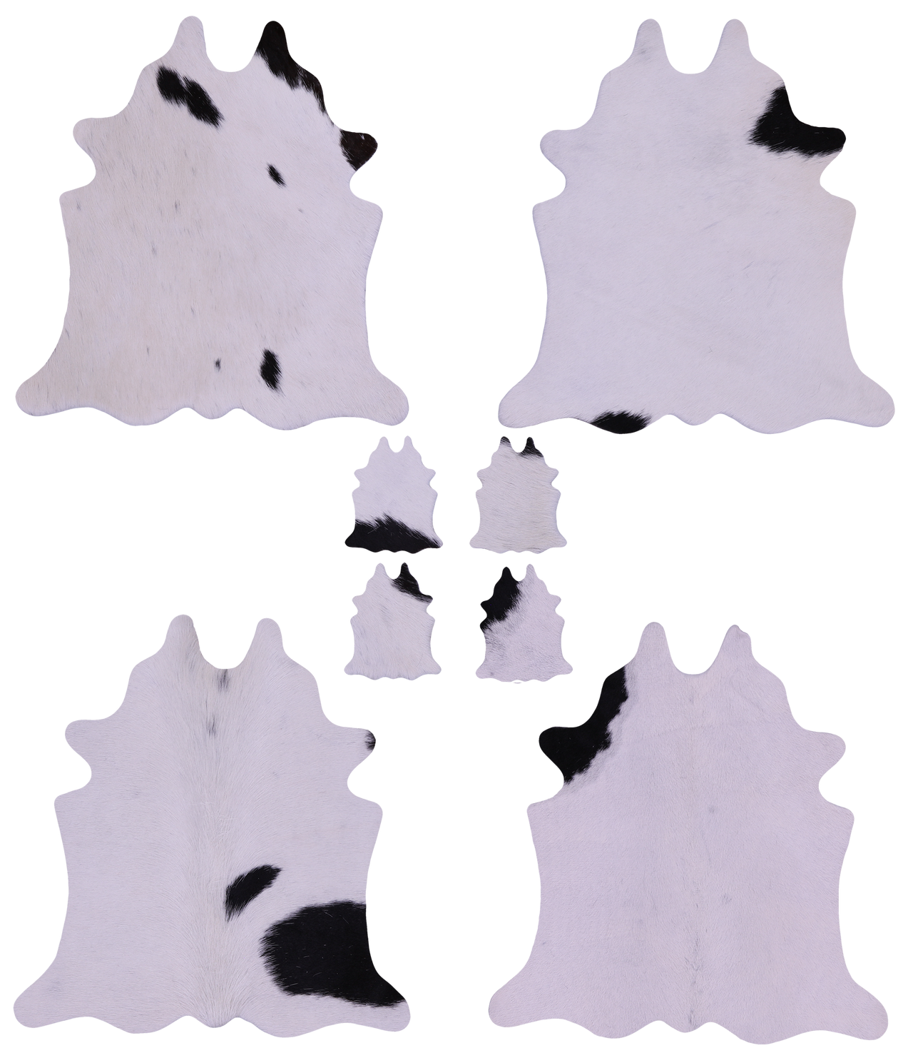 Black & White Real Cowhide 4 Placemats With 4 Coasters - Set Of Four