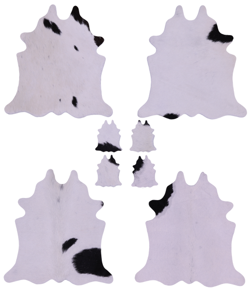 Black & White Real Cowhide 4 Placemats With 4 Coasters - Set Of Four