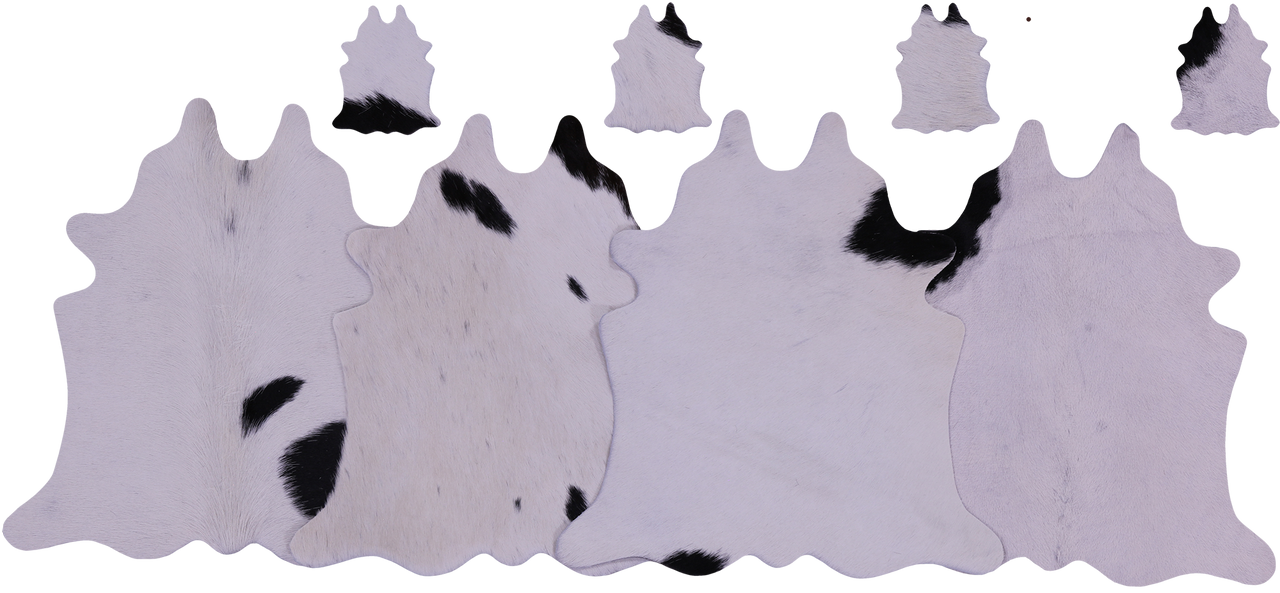 Black & White Real Cowhide 4 Placemats With 4 Coasters - Set Of Four