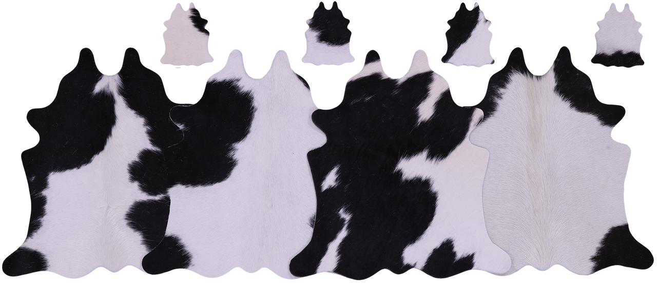 Black & White Real Cowhide 4 Placemats With 4 Coasters - Set Of Four