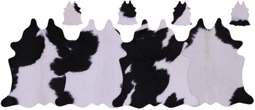 Black & White Real Cowhide 4 Placemats With 4 Coasters - Set Of Four