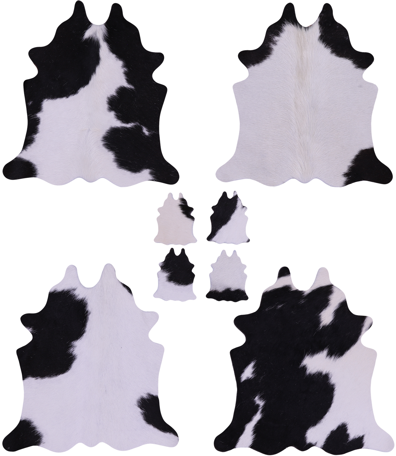 Black & White Real Cowhide 4 Placemats With 4 Coasters - Set Of Four