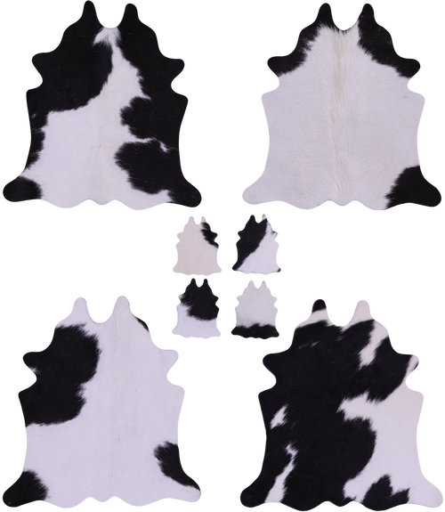 Black & White Real Cowhide 4 Placemats With 4 Coasters - Set Of Four