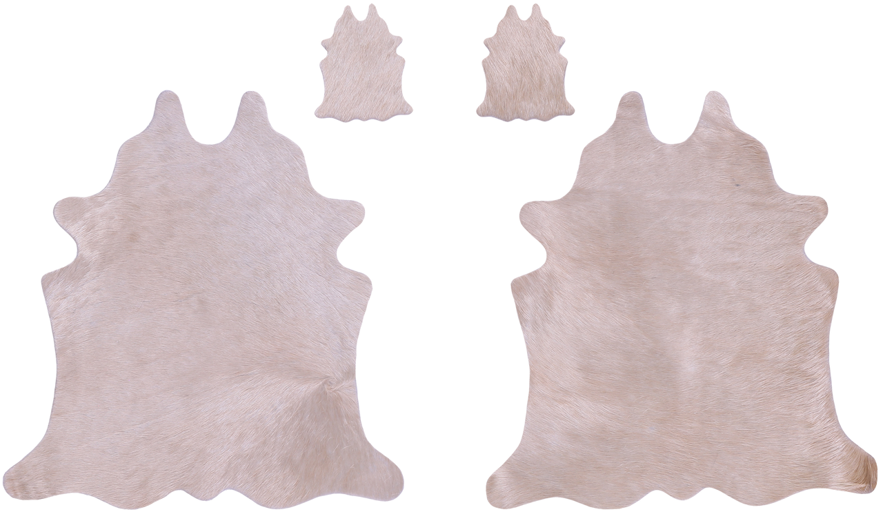 Champagne Real Cowhide 2 Placemats With 2 Coasters - Set Of Two