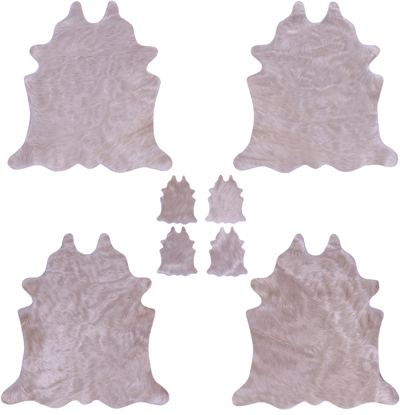 Champagne Real Cowhide 4 Placemats With 4 Coasters - Set Of Four