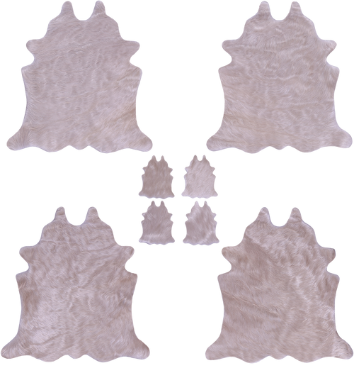 Champagne Real Cowhide 4 Placemats With 4 Coasters - Set Of Four