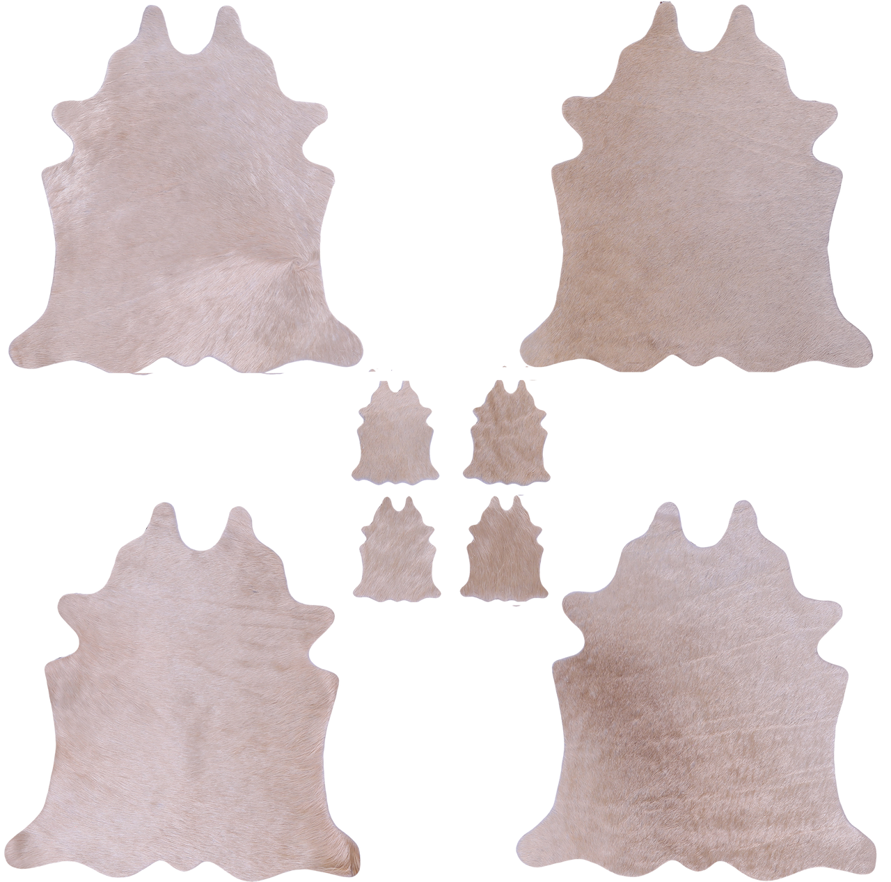 Champagne Real Cowhide 4 Placemats With 4 Coasters - Set Of Four
